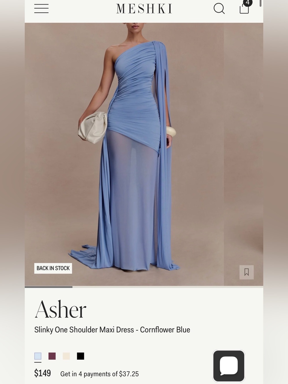 Meshki Asher One-Shoulder Maxi Dress in Cornflower Blue